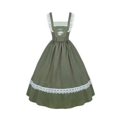 Rose Basket Embroidered Pinafore Dress WIT0302