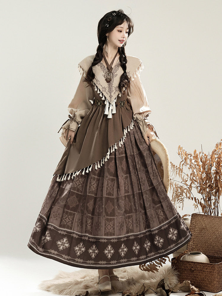 Chinese Style Tribal Lantern Sleeve Dress YOU0245
