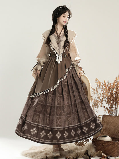 Chinese Style Tribal Lantern Sleeve Dress YOU0245