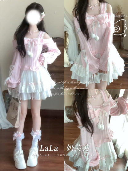 Off Shoulder Bow Ruffle Camisole Top LAL0157
