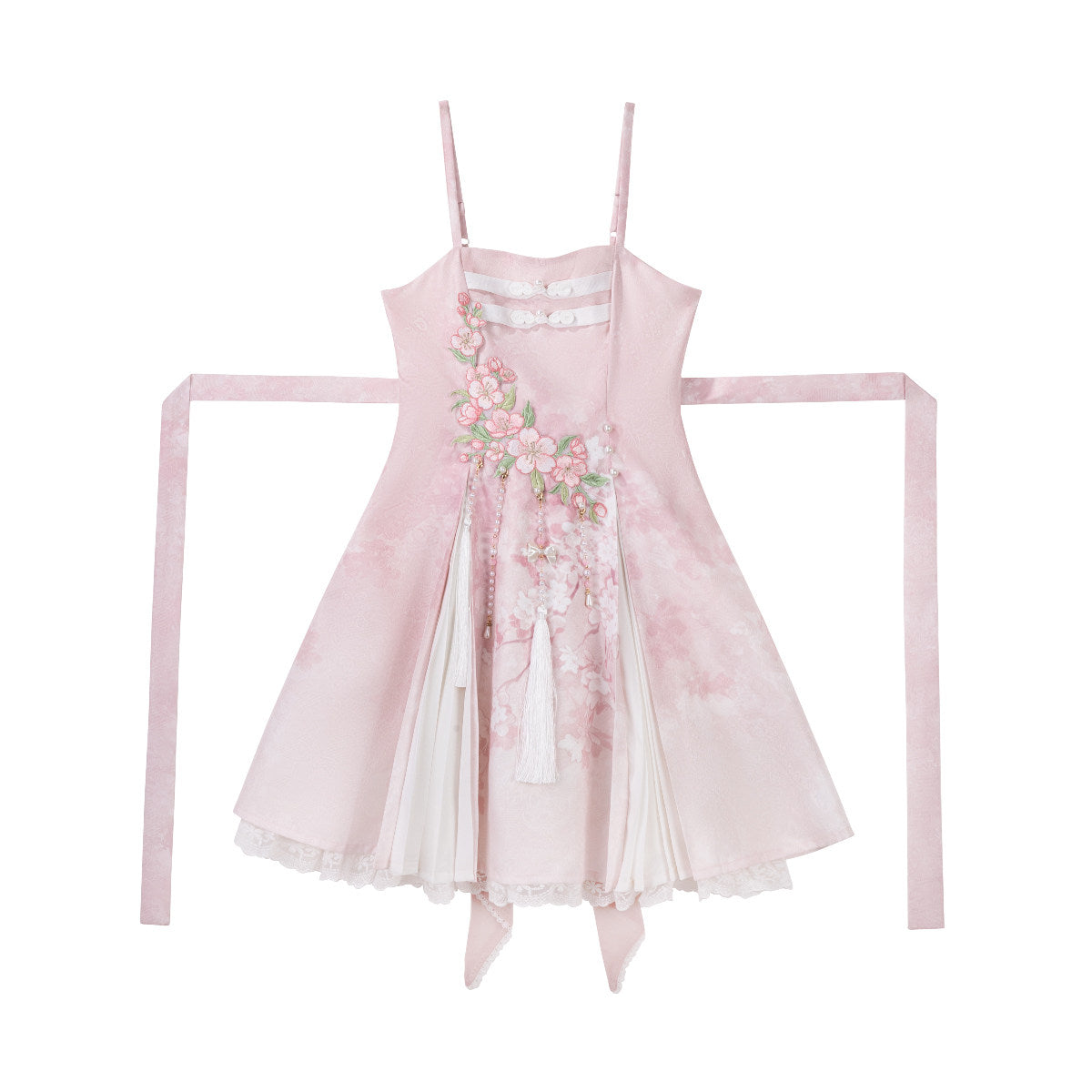 Chinese Style Cherry Blossom Embroidered Cape Dress YOU0272