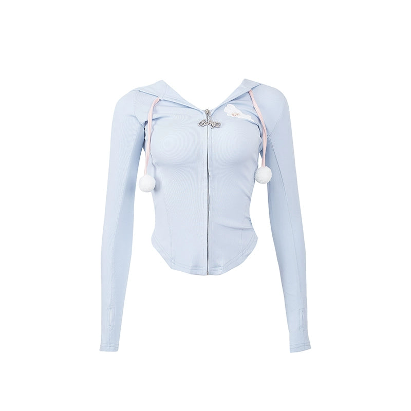 Light Blue Long Sleeve Tops & Pink Tight Skirt SER0131