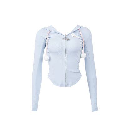 Light Blue Long Sleeve Tops & Pink Tight Skirt SER0131