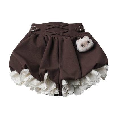 Sailor Collar Striped Shirt And Bloomer Skirt PIN0043