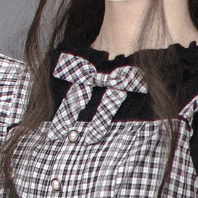 French Black & White Plaid Dress HUT0014