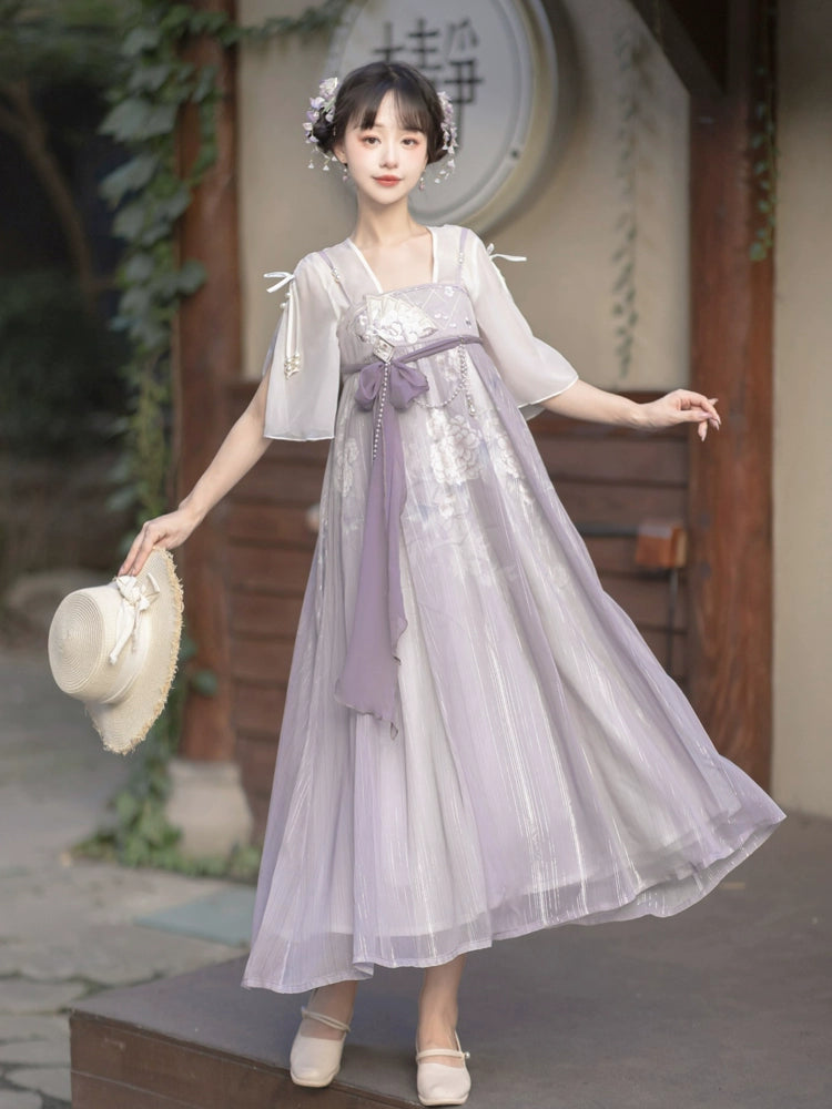 Flower Lace Purple Chinese Dress YOU0014