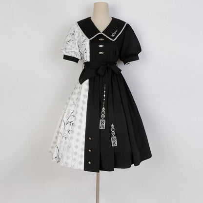 China Style Black And White Dress YOU0091