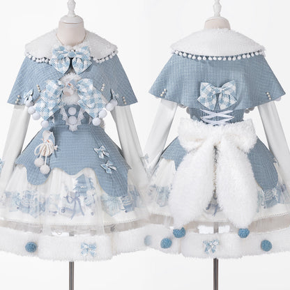 Christmas Snowball Fur Trim Cape Dress YOU0262