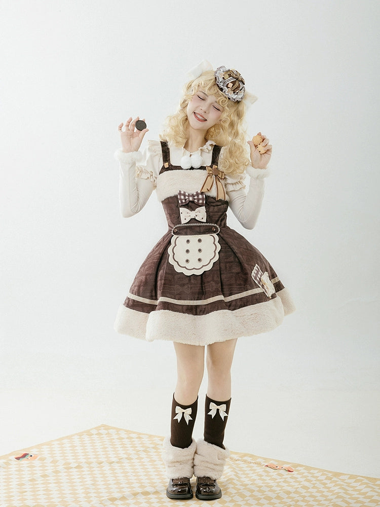 Cookie Print Brown Lolita Dress WIT0023