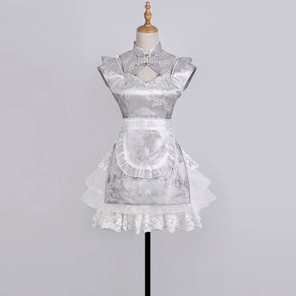 Chinese-Style Lolita Silver Moon Maid Apron Dress YOU0165