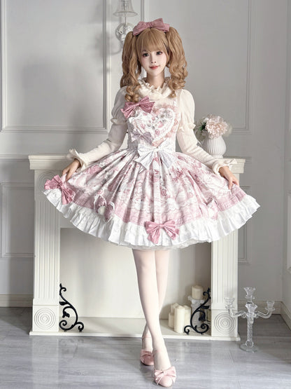 Floral Print Lolita Camisole Dress With Ruffle Cape Set YOU0266