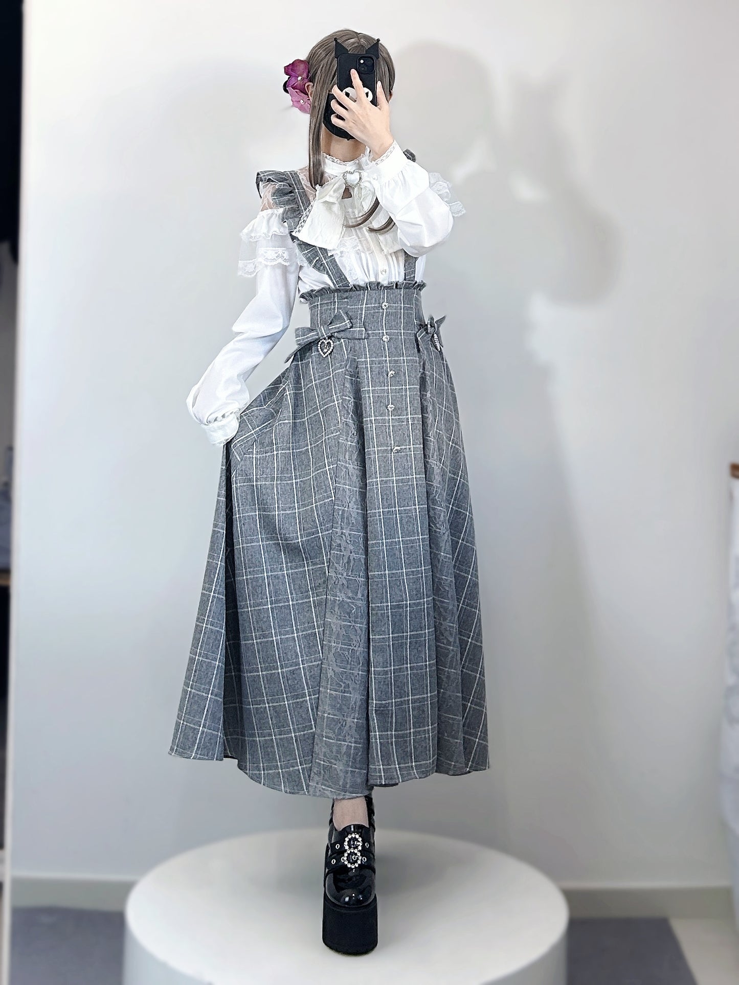 Side Ribbon Long Jumper Skirt VIR0001