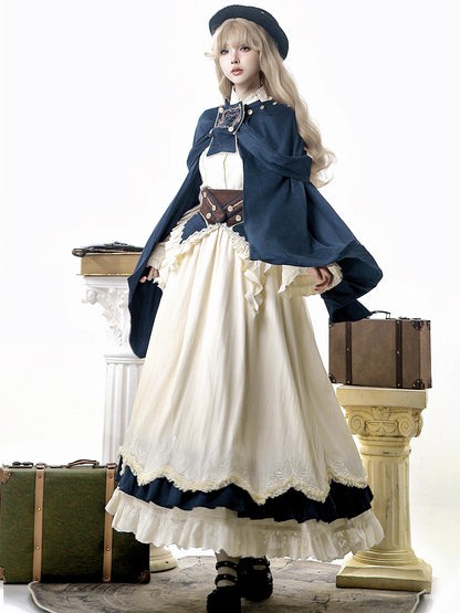 Vintage Lolita Lace Cape Dress Set YOU0318