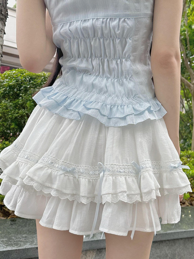 Square Neck Corset Top Tiered Skirt Set LAL0243