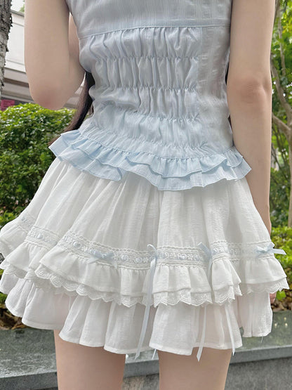 Square Neck Corset Top Tiered Skirt Set LAL0243