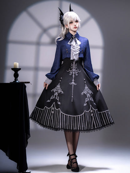 Gothic Lolita Skeleton Embroidered Jacket Dress Set YOU0268