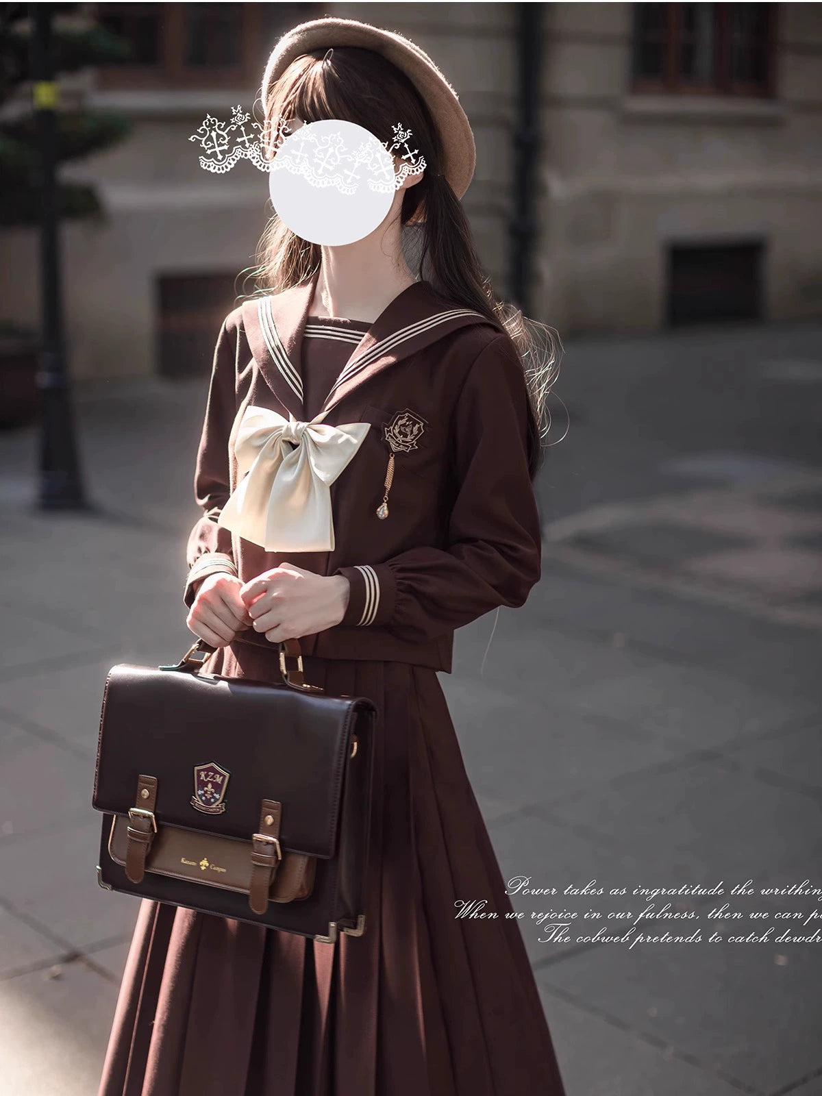 School Uniform Style Brown Two-Piece Set HUT0100