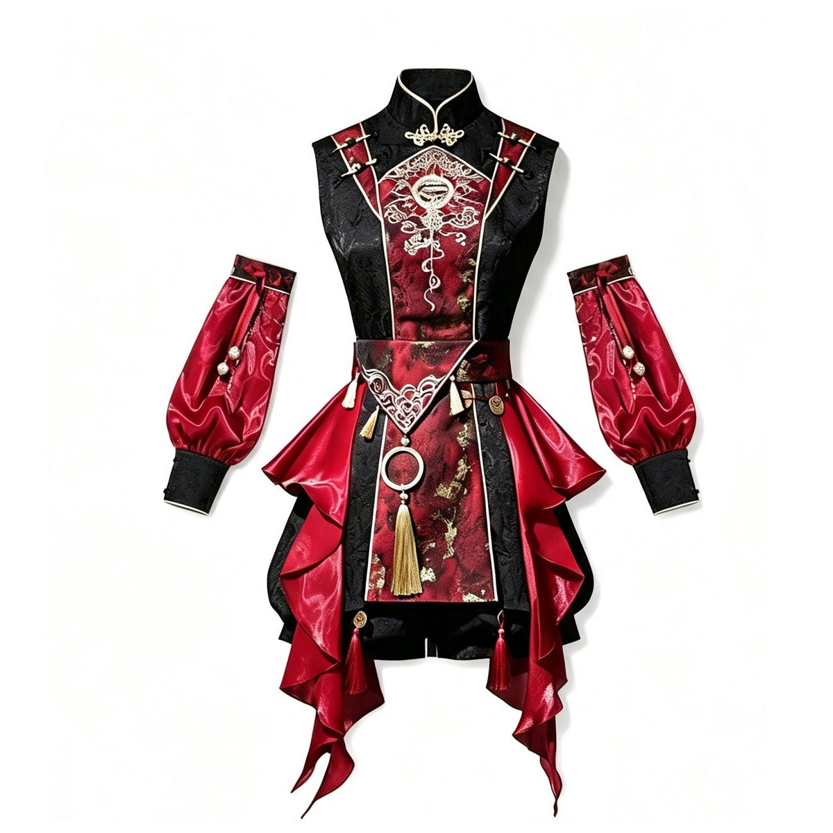 Black Red Dragon Embroidered China Style Set YOU0276