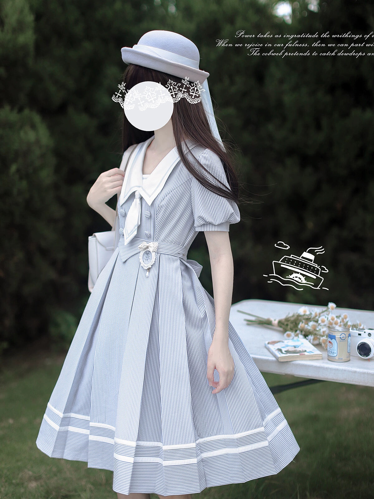 Stripe Pattern Light blue Dress HUT0088