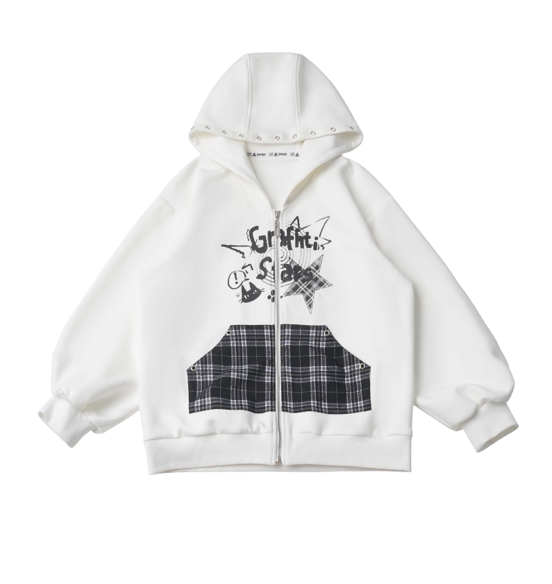 Plaid Shawl Collar Hooded Sweatshirt PIN0060