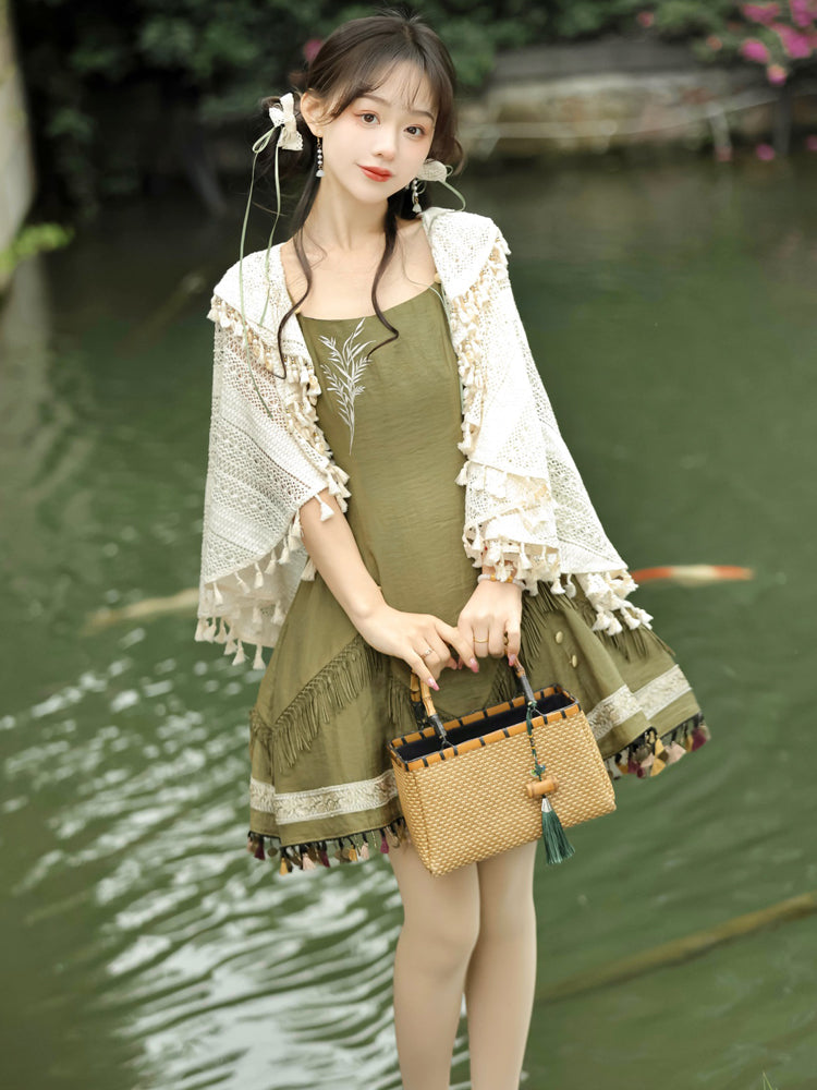 China Style Forest Green Dress YOU0036