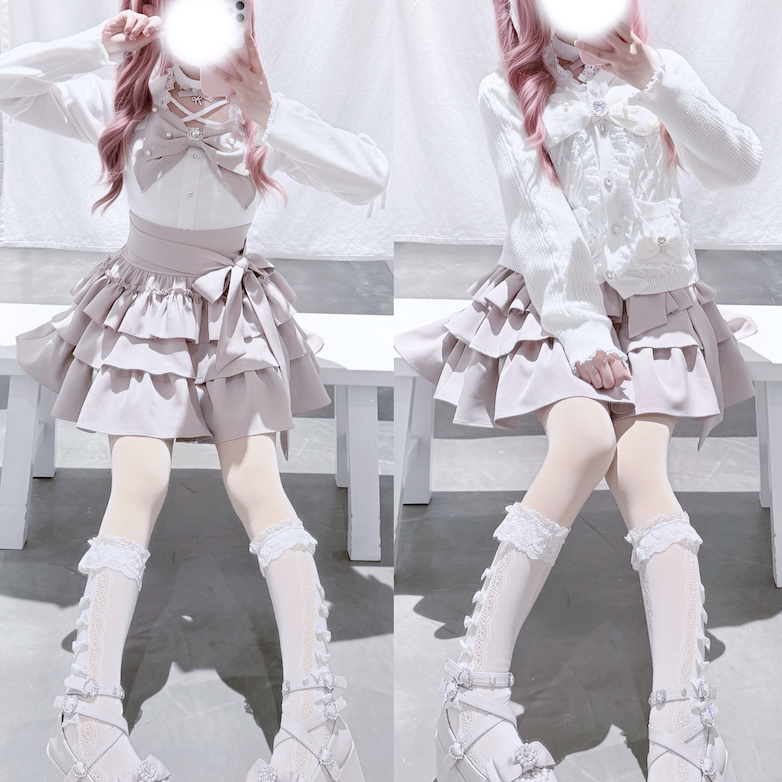 Gothic Lolita Bow Fuzzy Knit Cardigan MIL0012