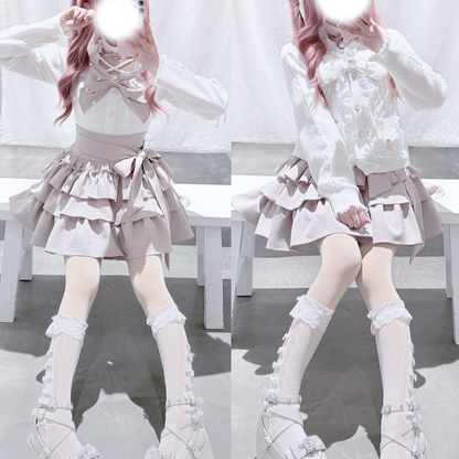Gothic Lolita Bow Fuzzy Knit Cardigan MIL0012