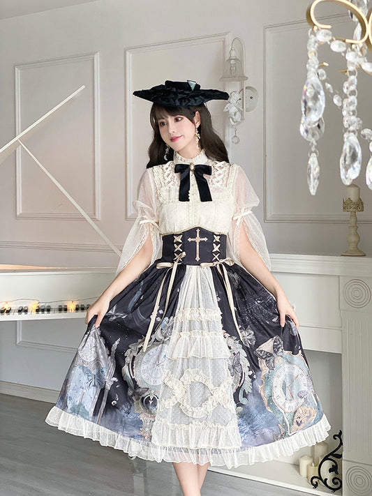 Clock & Butterfly Print Lolita Dress YOU0110