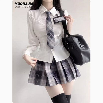 Plaid Pleated Mini Skirt Set TEA0045