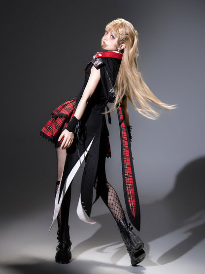Rock Punk Plaid Skirt Jacket Set YOU0303