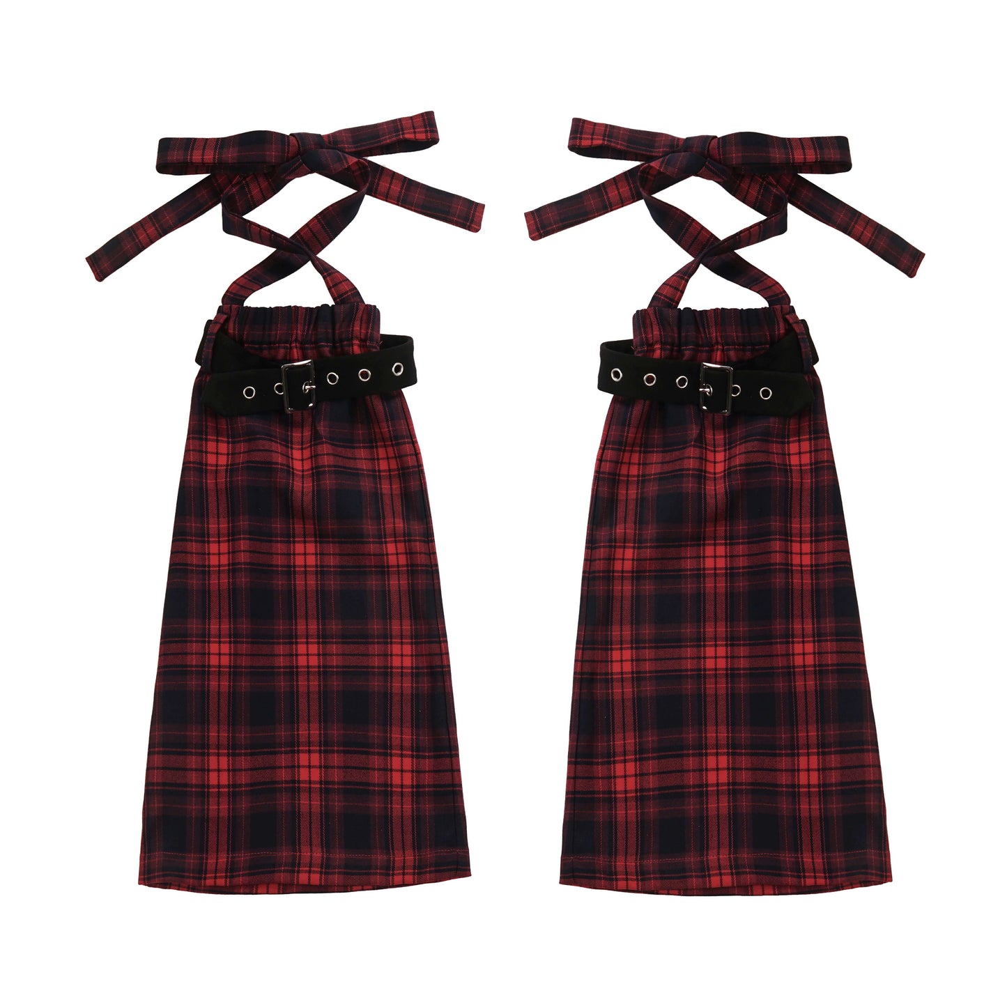 Guitar Style Off-shoulder shirt & Check skirt PIN0018