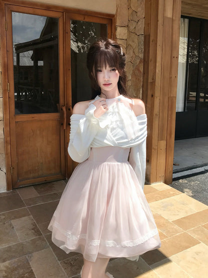 Off Shoulder Halter Neck Tulle Dress LAL0236