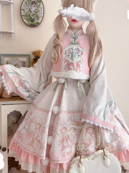 Pink White sweet Chinese style Lolita Dress CHE0050