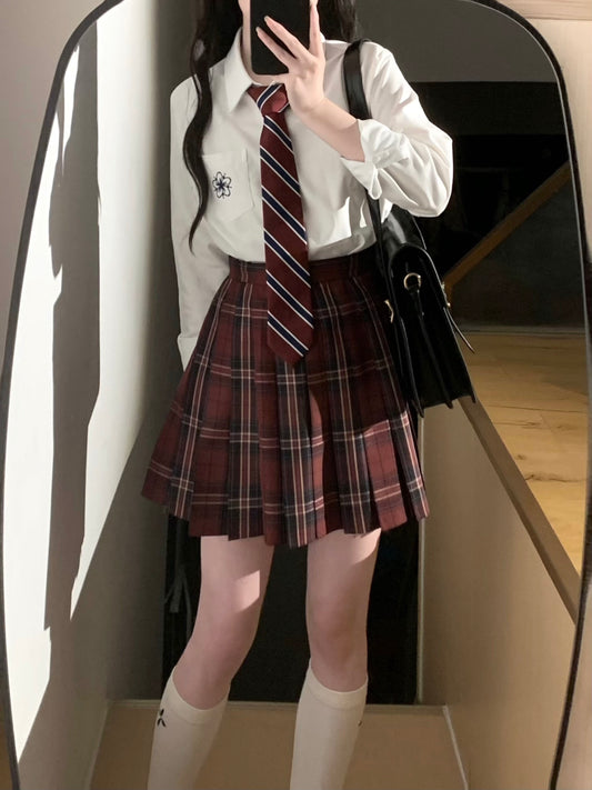 Plaid Pleated Mini Skirt Set TEA0045