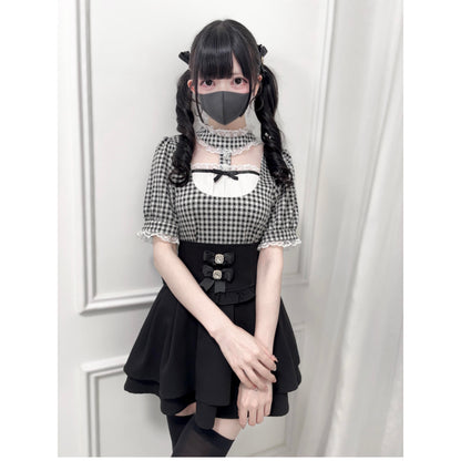 Stand Collar Ribbon Knit Top NEK0038