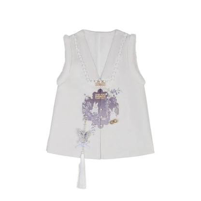 Rabbit Embroidered Purple Chinese Dress YOU0031