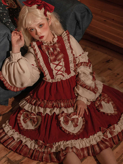 Red Ribbon Frill Little Red Riding Hood-Style Lolita Dress YOU0146