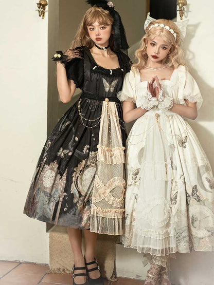 Clock Butterfly Print Lolita Dress YOU0113