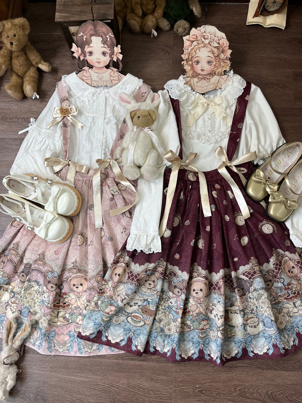 Teddy Bear Print Lolita Suspender Skirt ONE0027