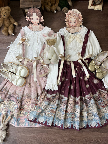 Teddy Bear Print Lolita Suspender Skirt ONE0027