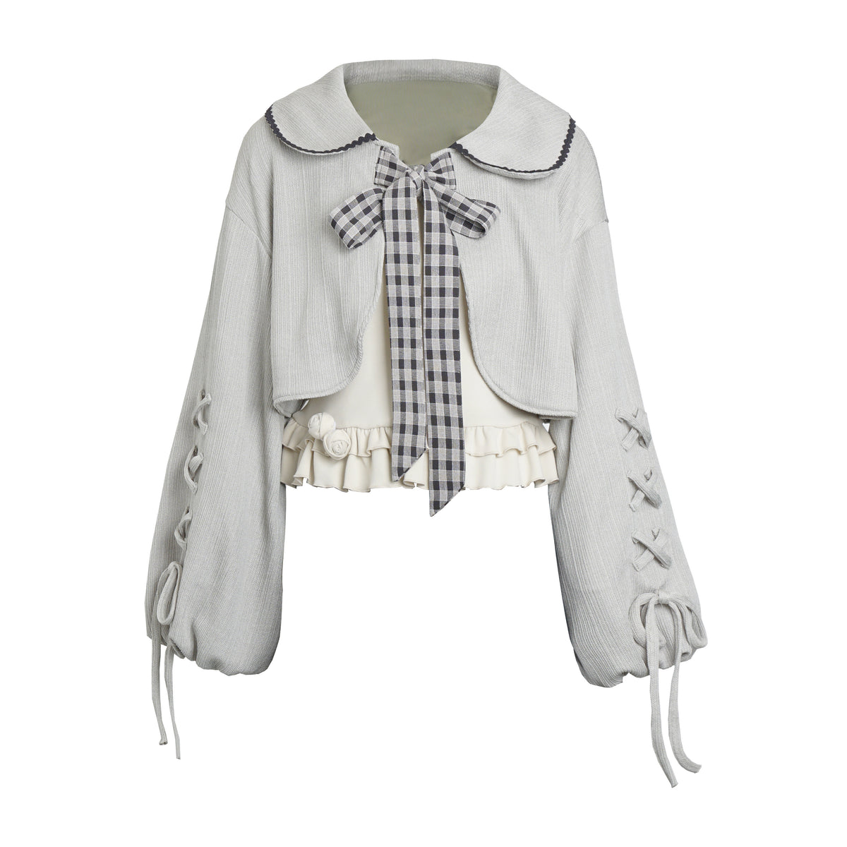 Hooded Cape Doll Collar Ribbon Jacket PIN0035