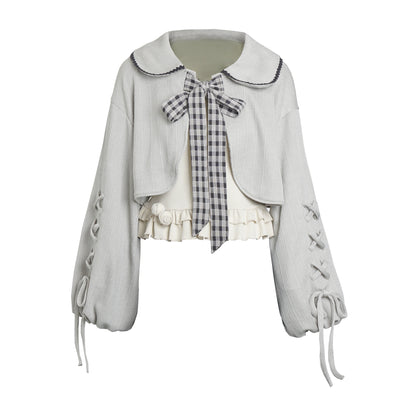 Hooded Cape Doll Collar Ribbon Jacket PIN0035