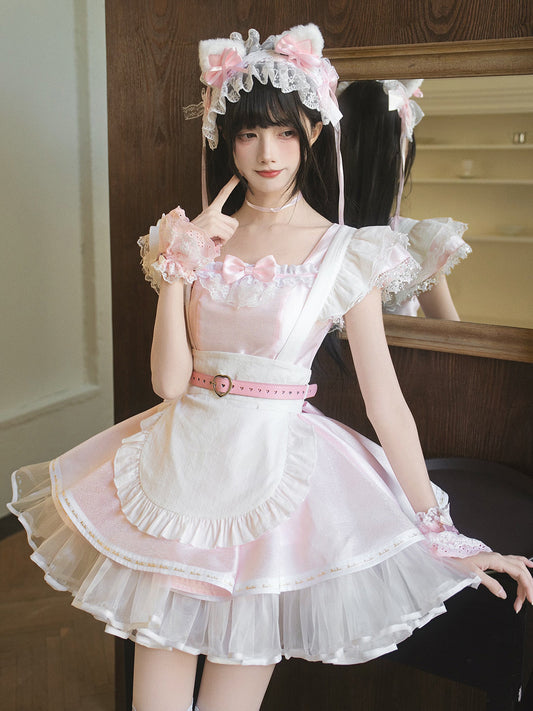 Doll Angel Pink Ruffle Apron Dress LAL0181