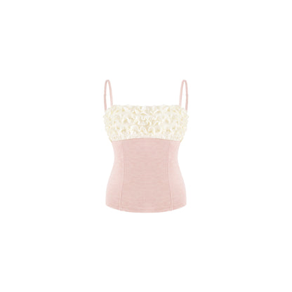 Crop Cardigan Lace Camisole Wide Pants Set SER0161