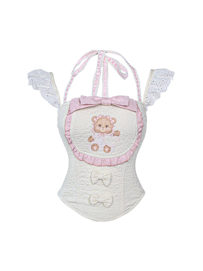 Sweet Baby Bear Print Tops & Tiered Frilled Skirt SER0006