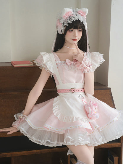 Doll Angel Pink Ruffle Apron Dress LAL0181