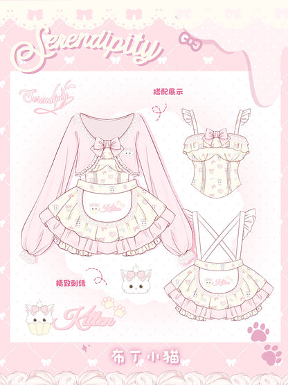 Kitten Embroidered Ruffle Suspender Top SER0166
