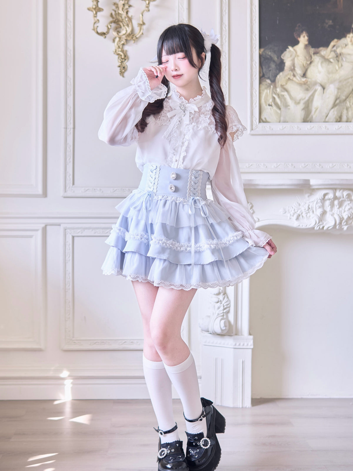 Plaid Tiered Corset Waist Skirt NOG0037