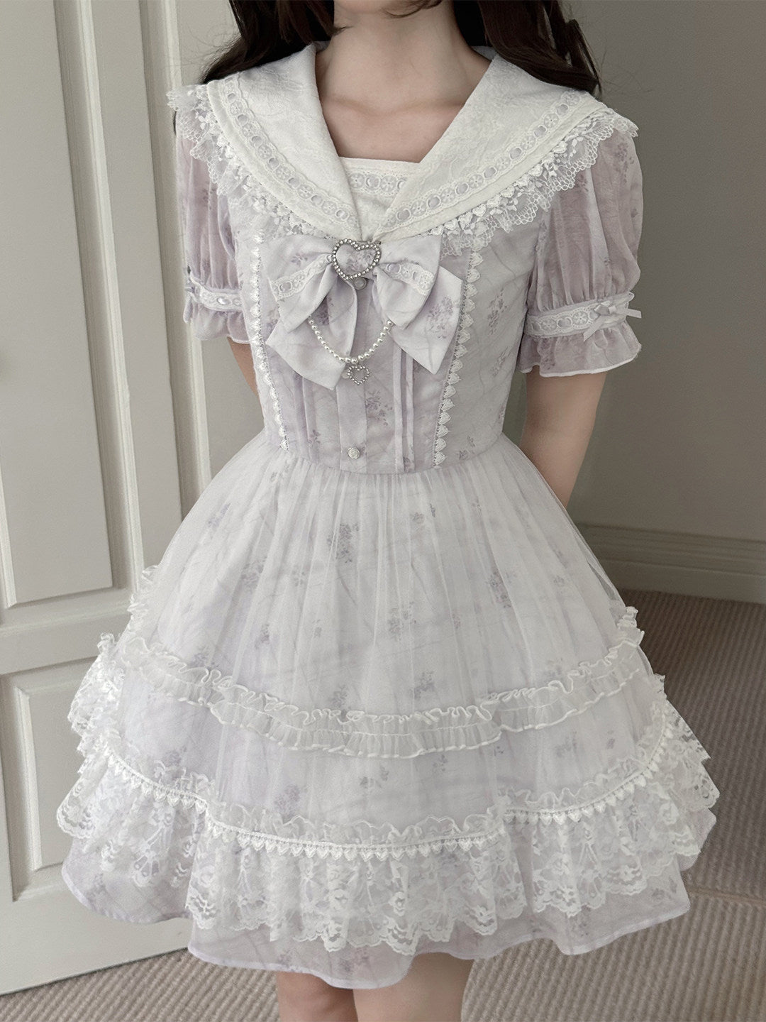 Lavender Sailor Collar Ruffle Lolita Dress LAL0184