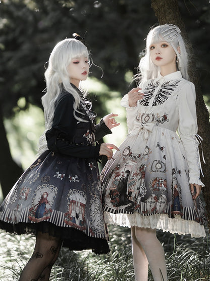 White & Black Twin Pair Gothic Lolita Dress CHE0025